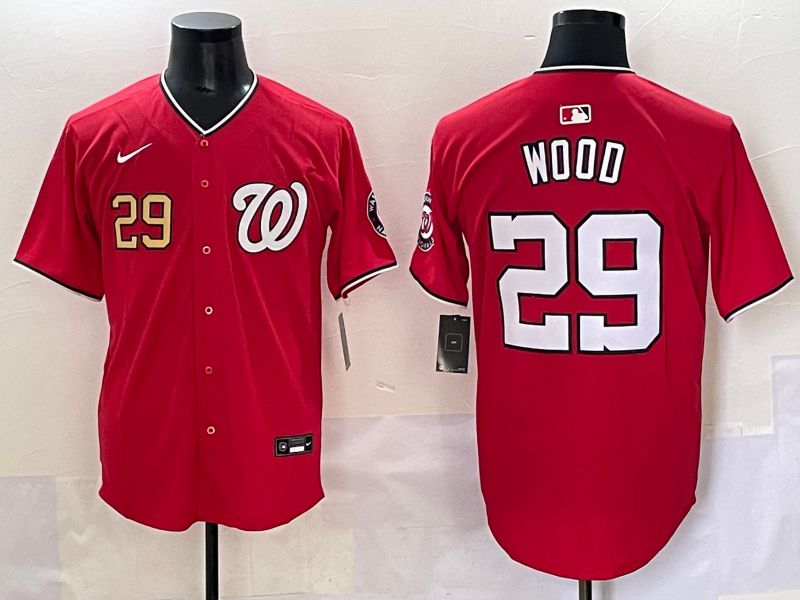Men 2025 Washington Nationals #29 Wood Red Game Nike MLB Jersey style 4